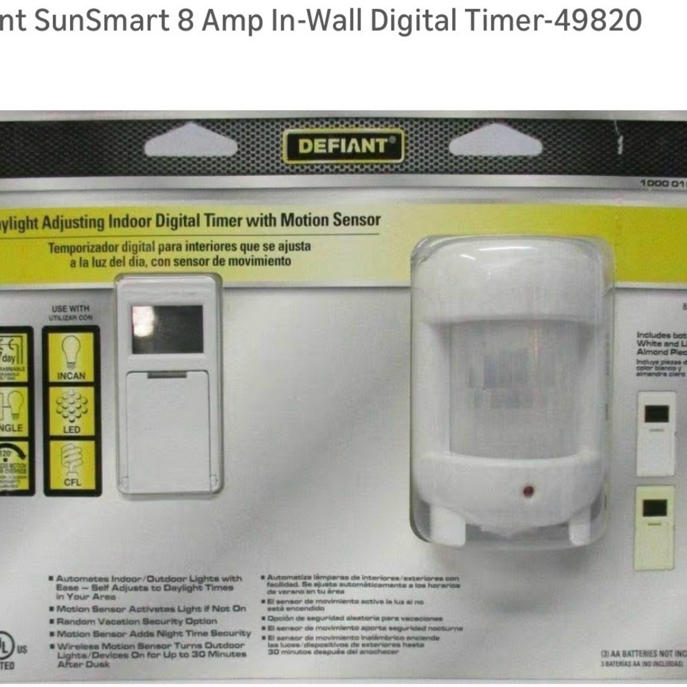 NWT Defiant In-Wall Digital Timer with Motion Sensor needs to be installed